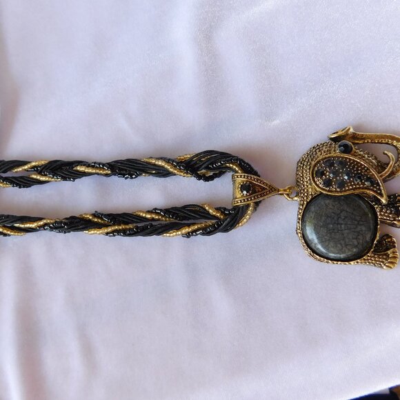 Ladies Black & Gold Elephant Necklace - Picture 5 of 5